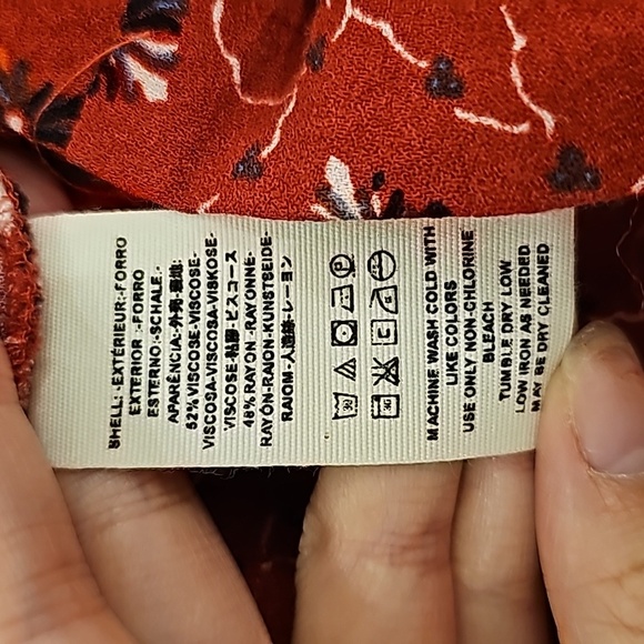 Free People red floral romper sz small - Picture 6 of 7